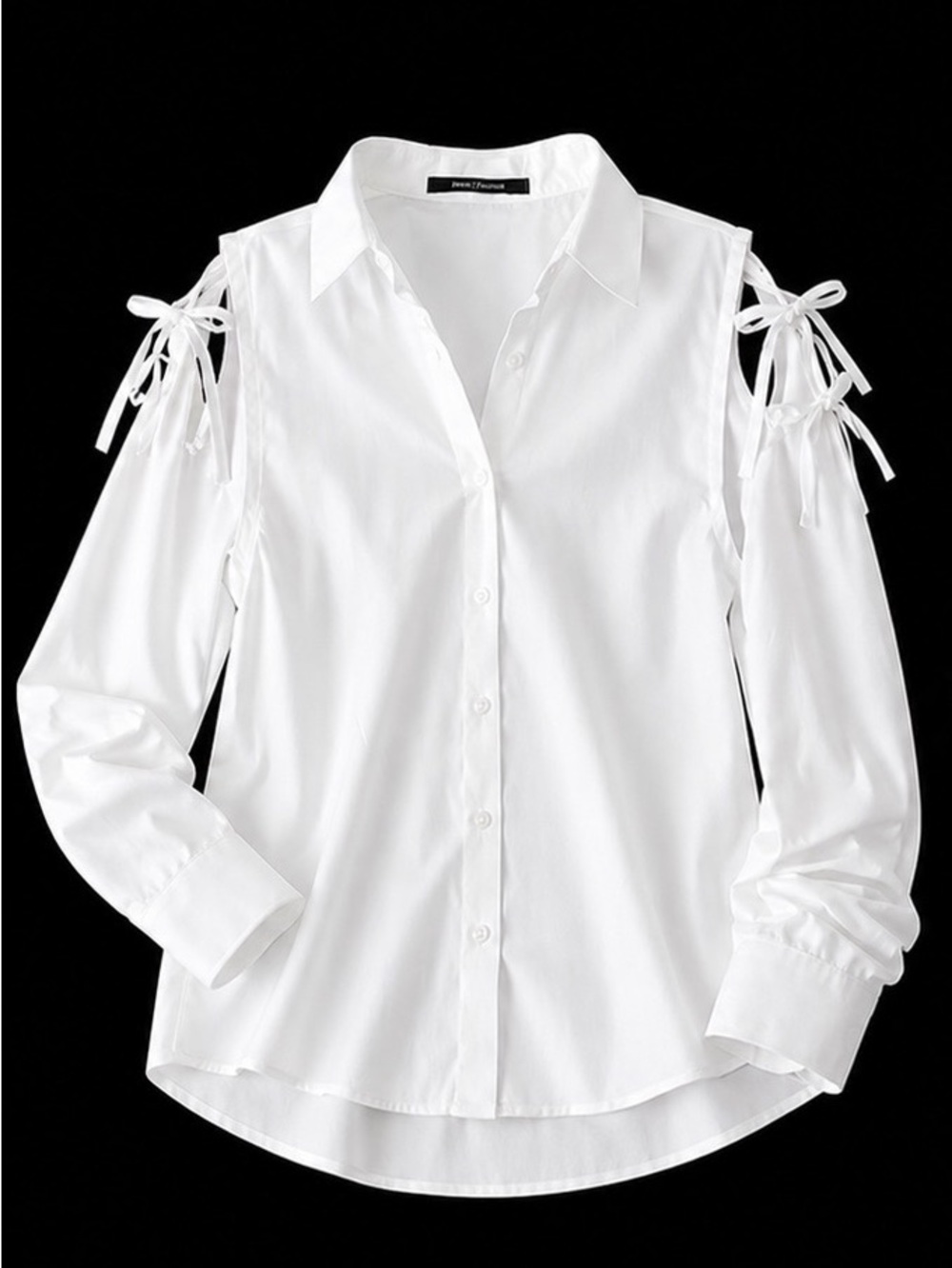 MALLONI White Lace-Up Shoulder Blouse | Deconstructed Seam Detail. Size 44 ITALY
